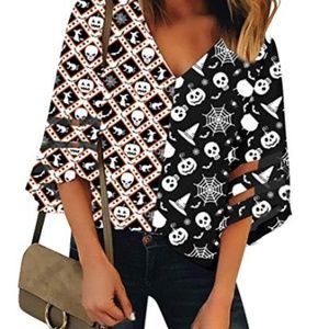 Halloween Bell Sleeve Blouse